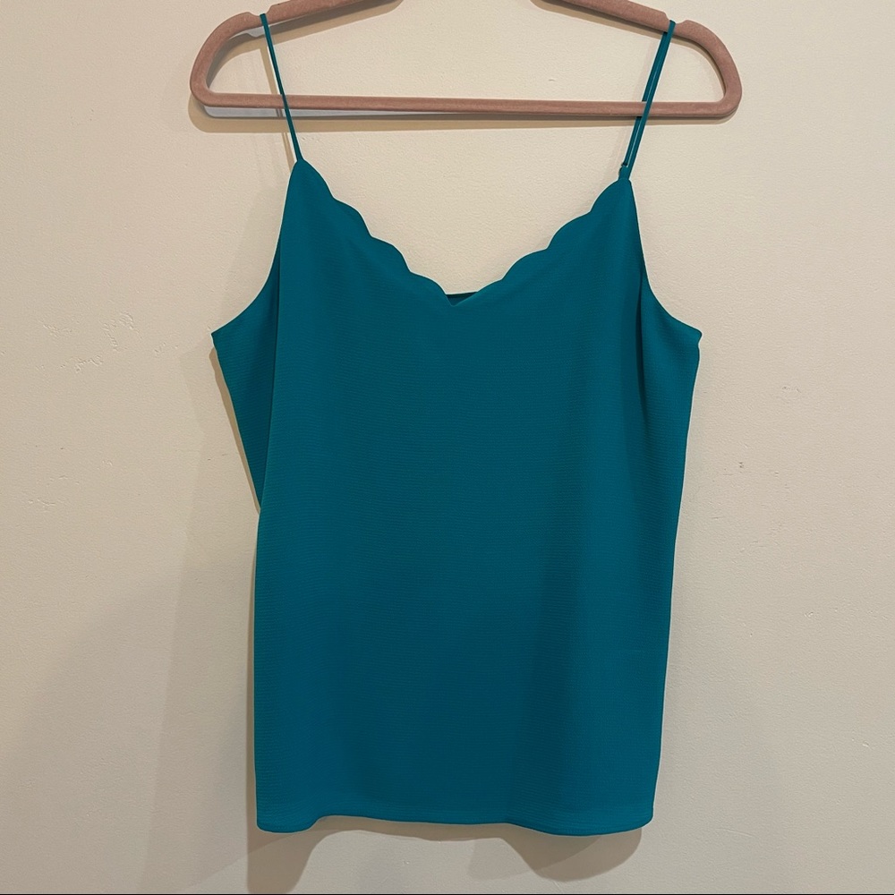 New Calvin Klein Turquoise Scalloped V-Neck Strappy Suit Tank Top